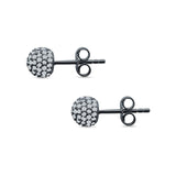 Round Halo Cluster Ball Stud Earring Cubic Zirconia 925 Sterling Silver