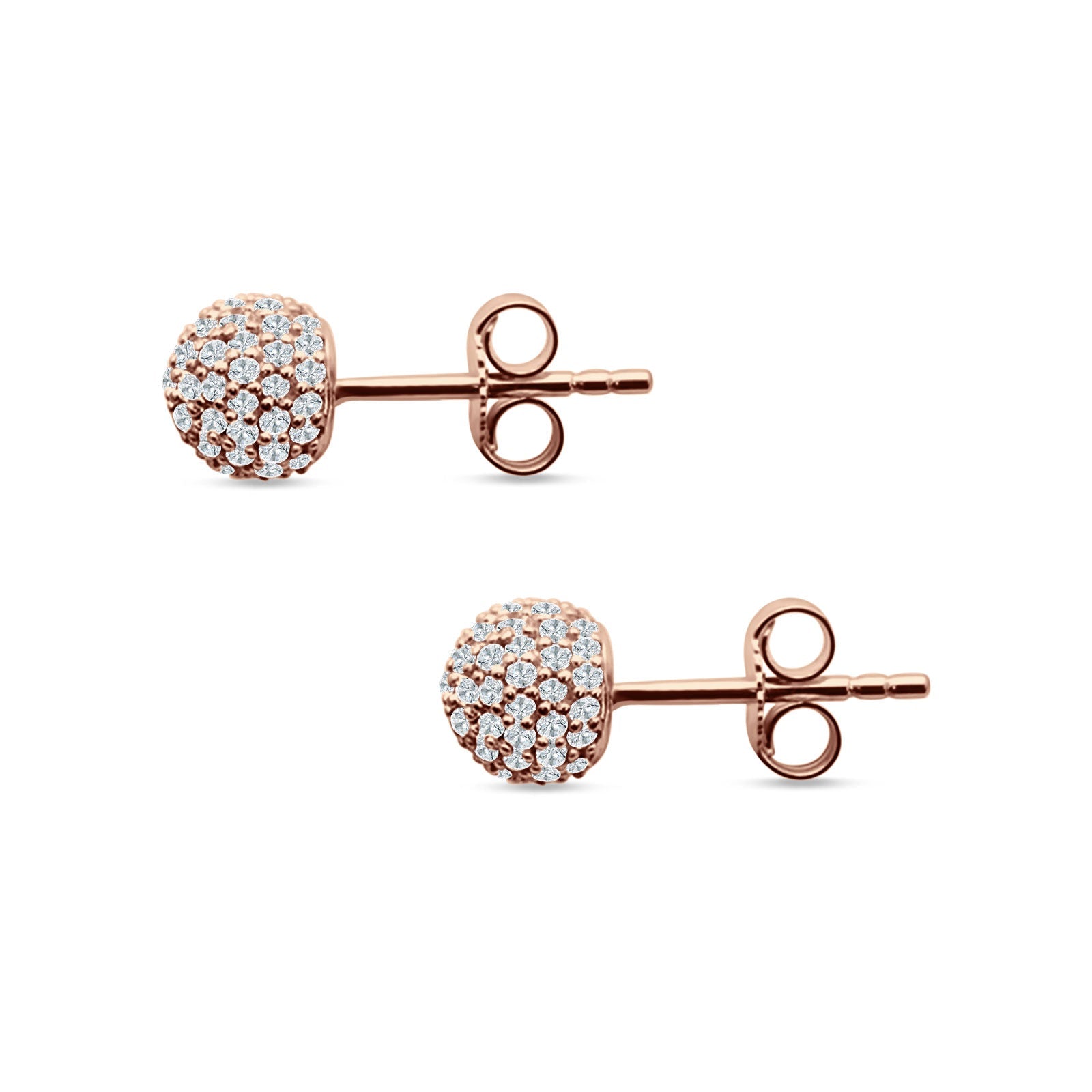 Round Halo Cluster Ball Stud Earring Cubic Zirconia 925 Sterling Silver