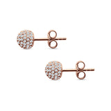 Round Halo Cluster Ball Stud Earring Cubic Zirconia 925 Sterling Silver