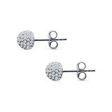 Round Halo Cluster Ball Stud Earring Cubic Zirconia 925 Sterling Silver