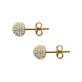 Round Halo Cluster Ball Stud Earring Cubic Zirconia 925 Sterling Silver