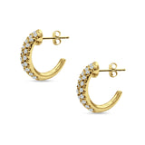 Half Hoop Stud Earring Cubic Zirconia 925 Sterling Silver