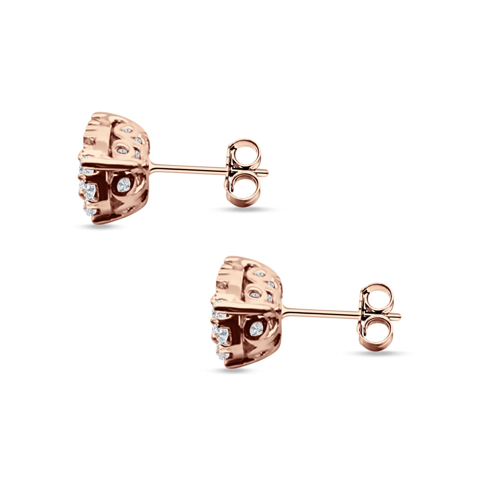 Pear Teardrop Stud Earring Round & Princess Cubic Zirconia 925 Sterling Silver