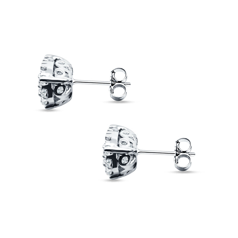 Pear Teardrop Stud Earring Round & Princess Cubic Zirconia 925 Sterling Silver