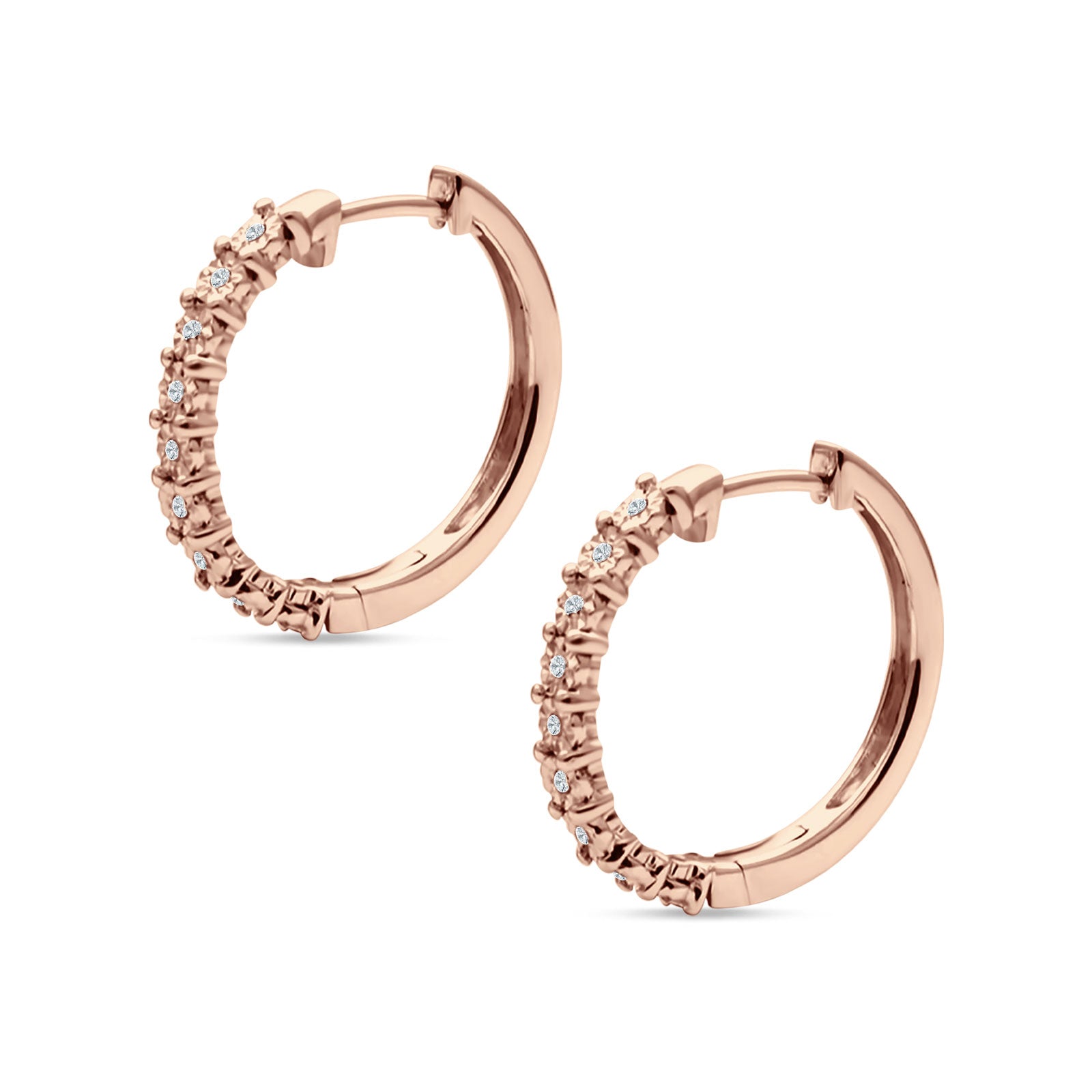 Round Engraved Flower Huggie Hoop Earring Cubic Zirconia 925 Sterling Silver