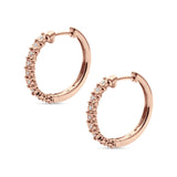 Round Engraved Flower Huggie Hoop Earring Cubic Zirconia 925 Sterling Silver
