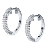 Baguette Cubic Zirconia Half Eternity Huggie Hoop Earring 925 Sterling Silver