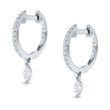 Marquise Charm Huggie Hoop Earring Cubic Zirconia 925 Sterling Silver