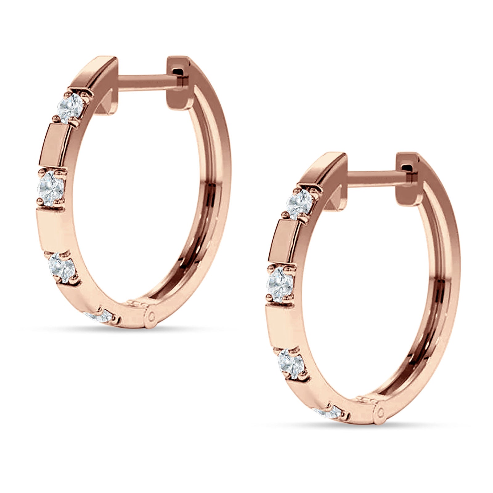 Round Cubic Zirconia Frosty Huggie Hoop Earring 925 Sterling Silver