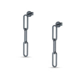 Paperclip Link Chain Interlocking Oblong Stud Earring 925 Sterling Silver