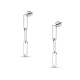 Paperclip Link Chain Interlocking Oblong Stud Earring 925 Sterling Silver