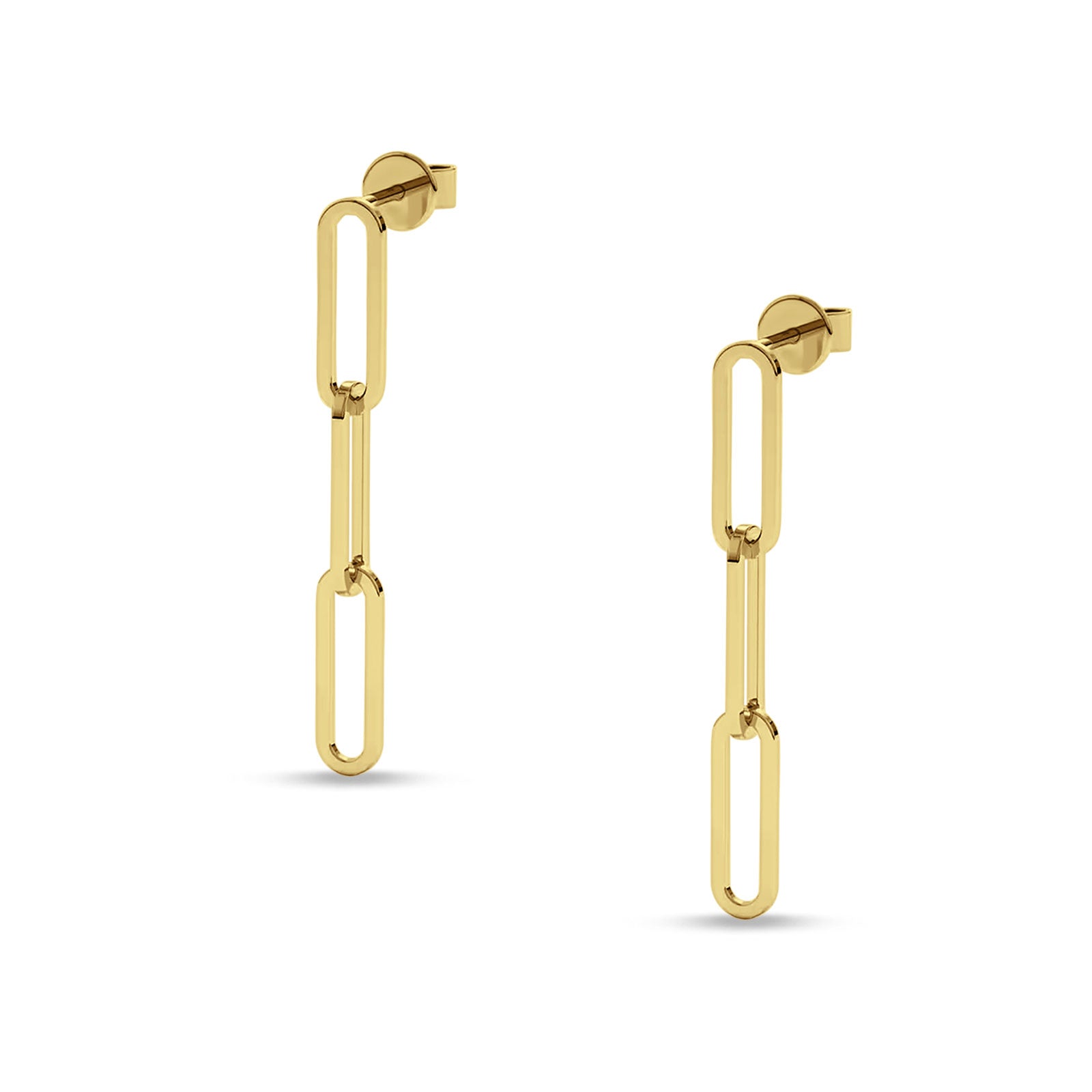 Paperclip Link Chain Interlocking Oblong Stud Earring 925 Sterling Silver