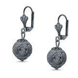 Round Diamond Cut Dangling Ball Leverback Earrings 925 Sterling Silver