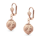 Round Diamond Cut Dangling Ball Leverback Earrings 925 Sterling Silver
