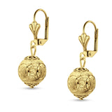 Round Diamond Cut Dangling Ball Leverback Earrings 925 Sterling Silver