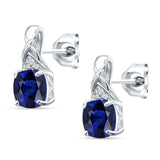 Cushion Cubic Zirconia Twisted Stud Earring 925 Sterling Silver