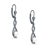 Music Note Infinity Style Leverback Earring Cubic Zirconia 925 Sterling Silver