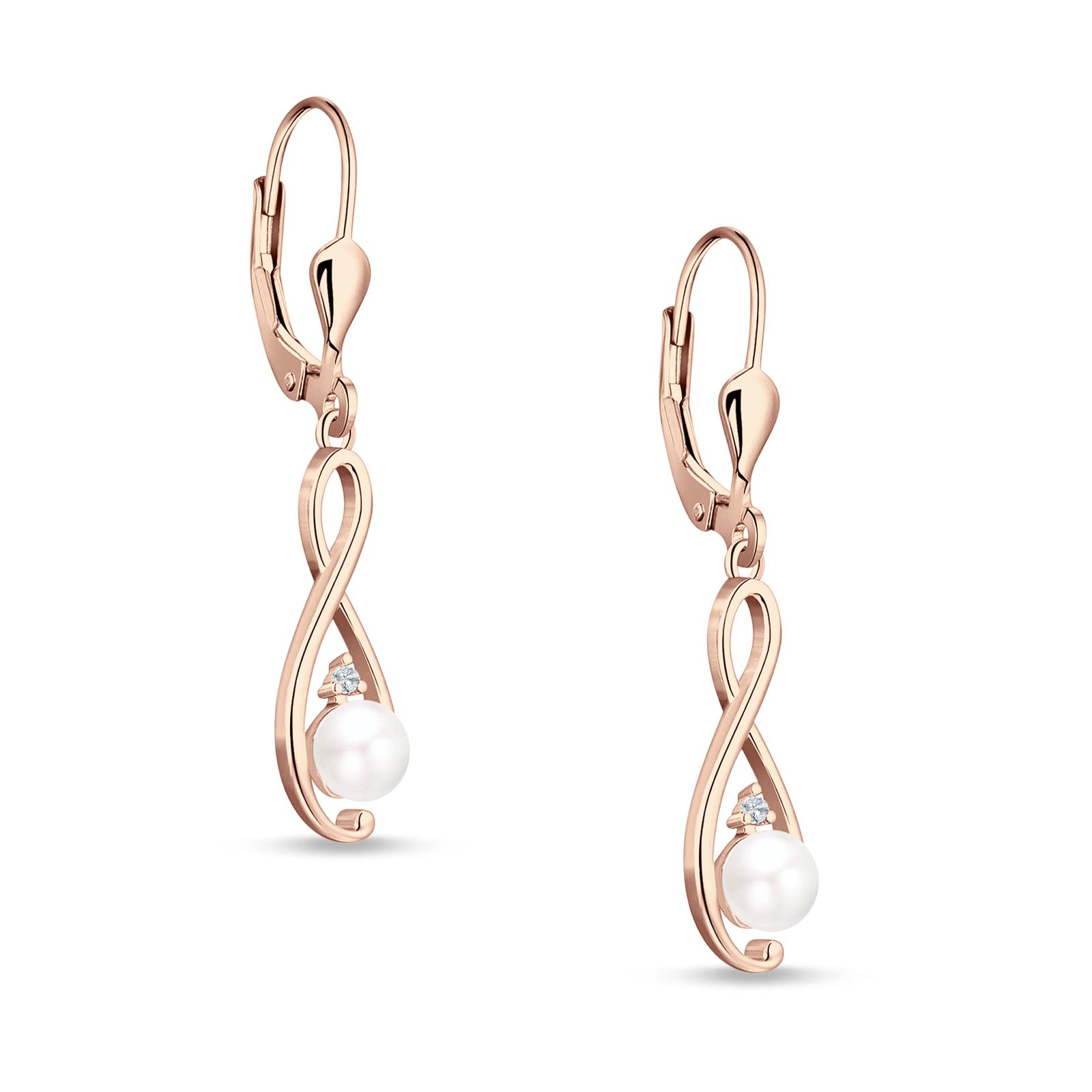 Music Note Infinity Style Leverback Earring Cubic Zirconia 925 Sterling Silver