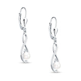 Music Note Infinity Style Leverback Earring Cubic Zirconia 925 Sterling Silver