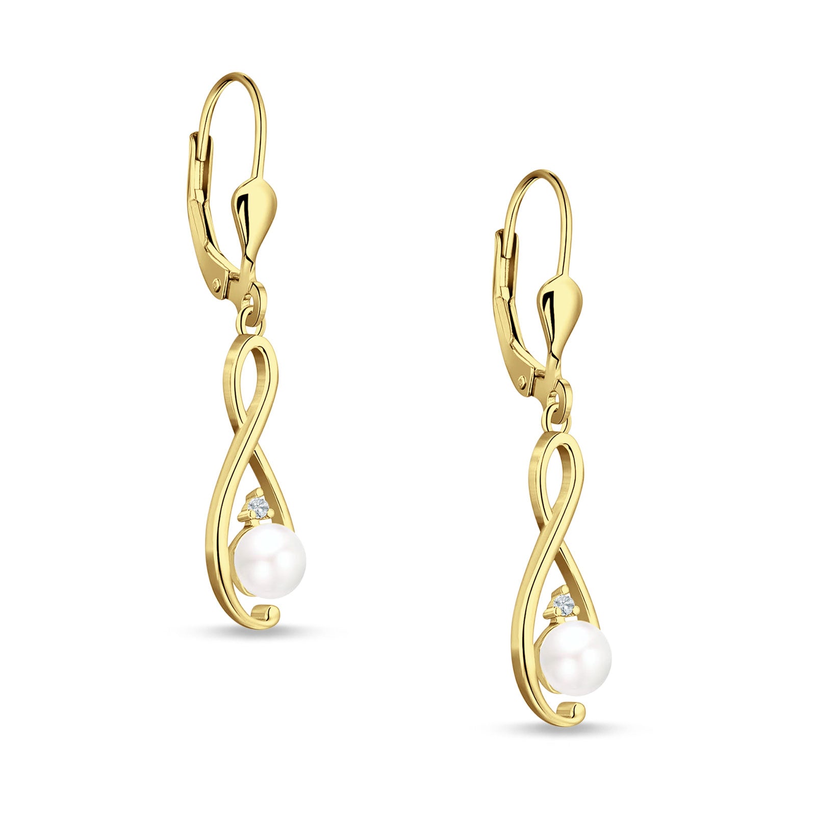 Music Note Infinity Style Leverback Earring Cubic Zirconia 925 Sterling Silver