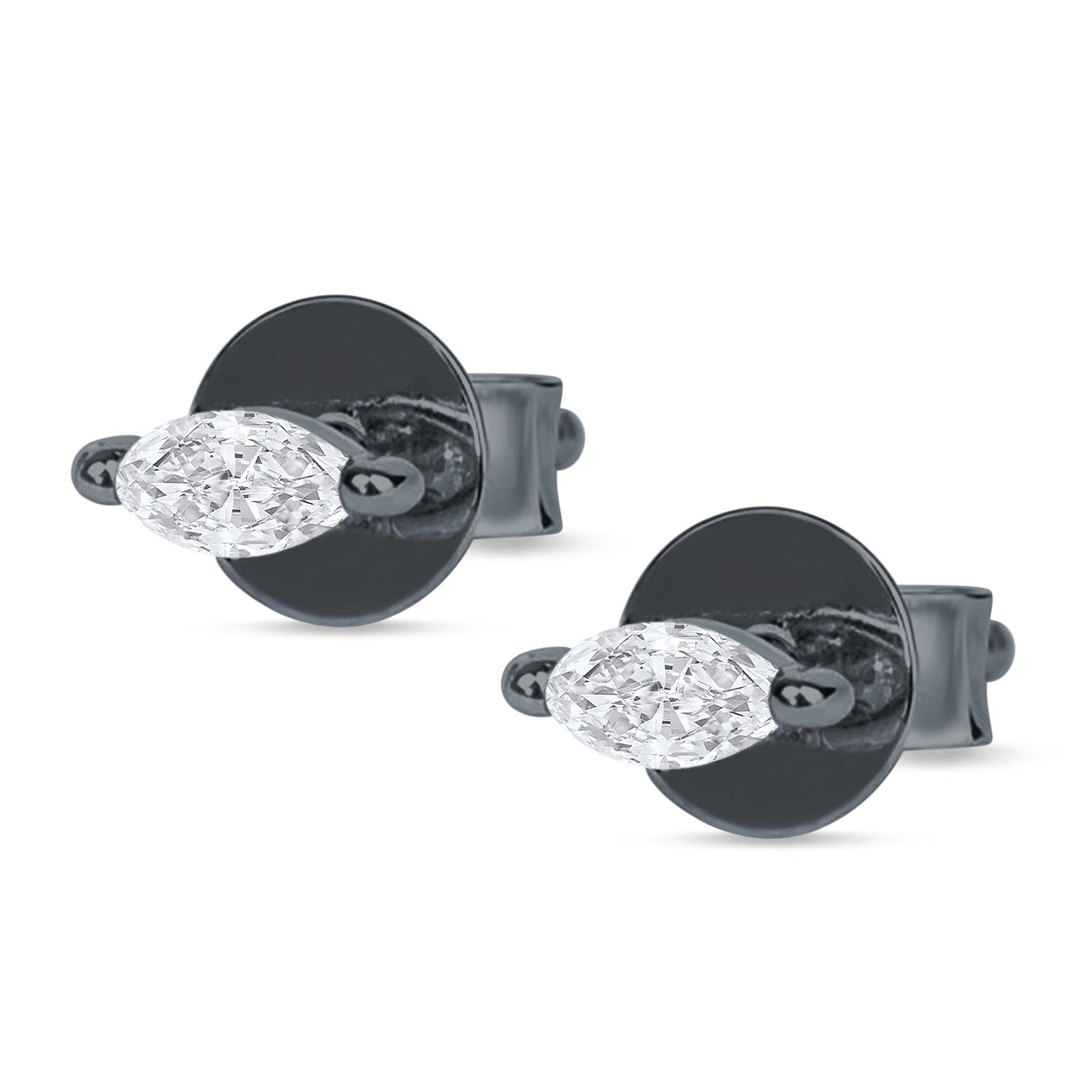 Marquise Solitaire Stud Earring Cubic Zirconia 925 Sterling Silver