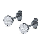 Marquise & Round Cubic Zirconia Stud Earring 925 Sterling Silver