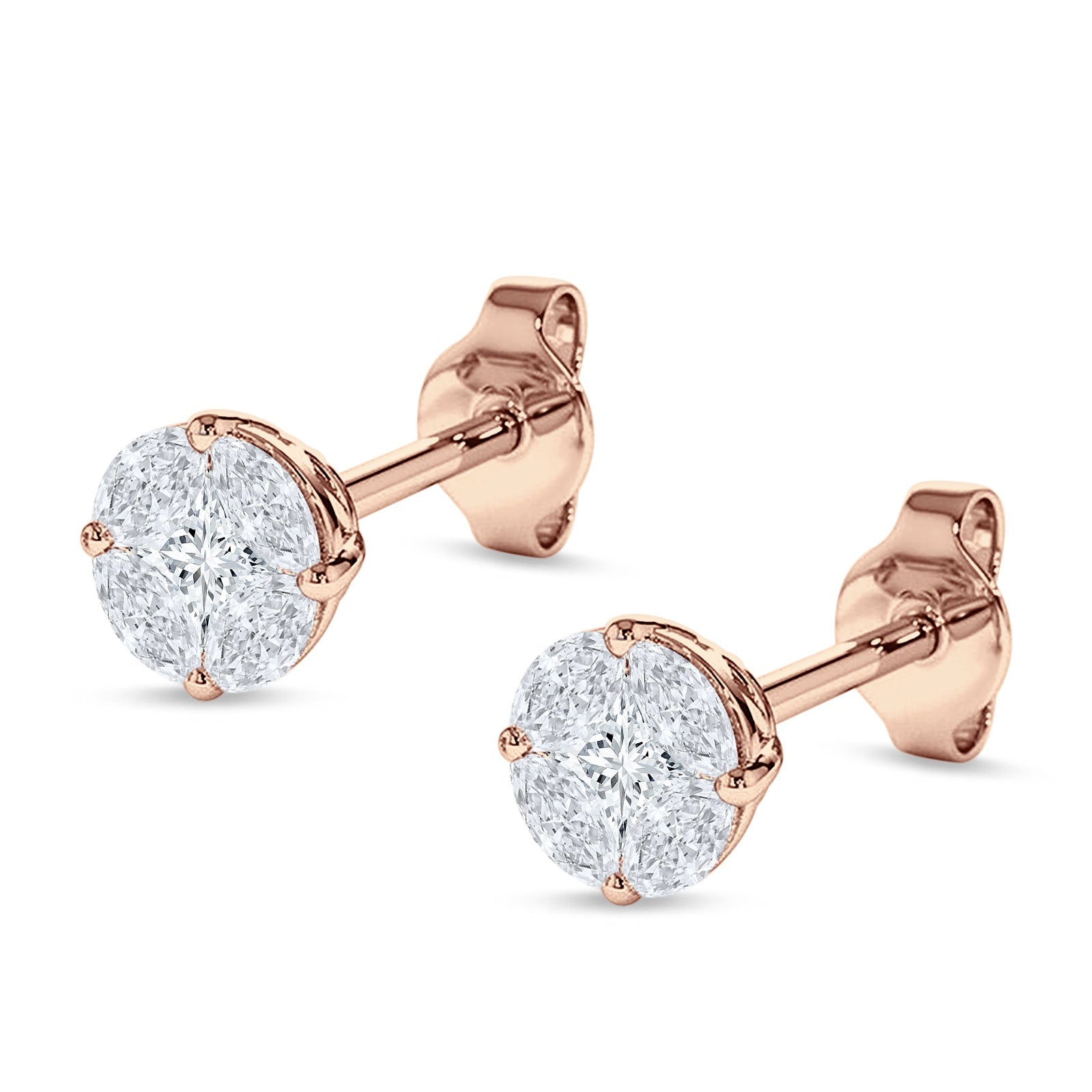 Marquise & Round Cubic Zirconia Stud Earring 925 Sterling Silver