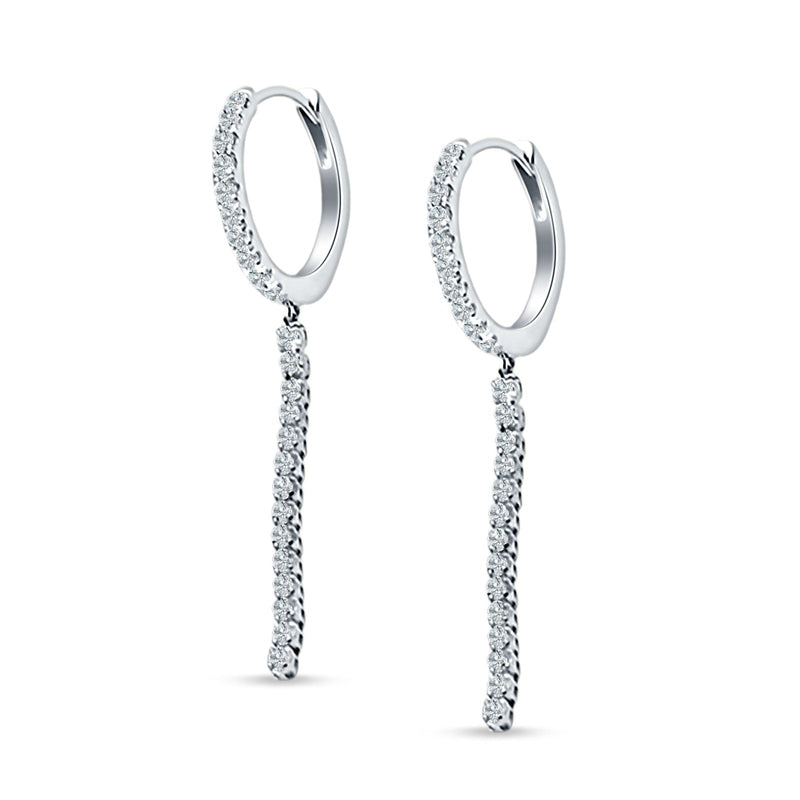 Round 39mm Drop Dangle Hoop Earring Cubic Zirconia 925 Sterling Silver