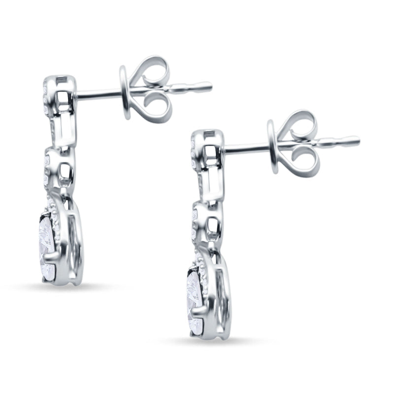 Drop Dangle 19mm Pear Stud Earrings Cubic Zirconia 925 Sterling Silver