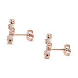 Minimalist 12.4mm Floral Stud Earrings Cubic Zirconia 925 Sterling Silver