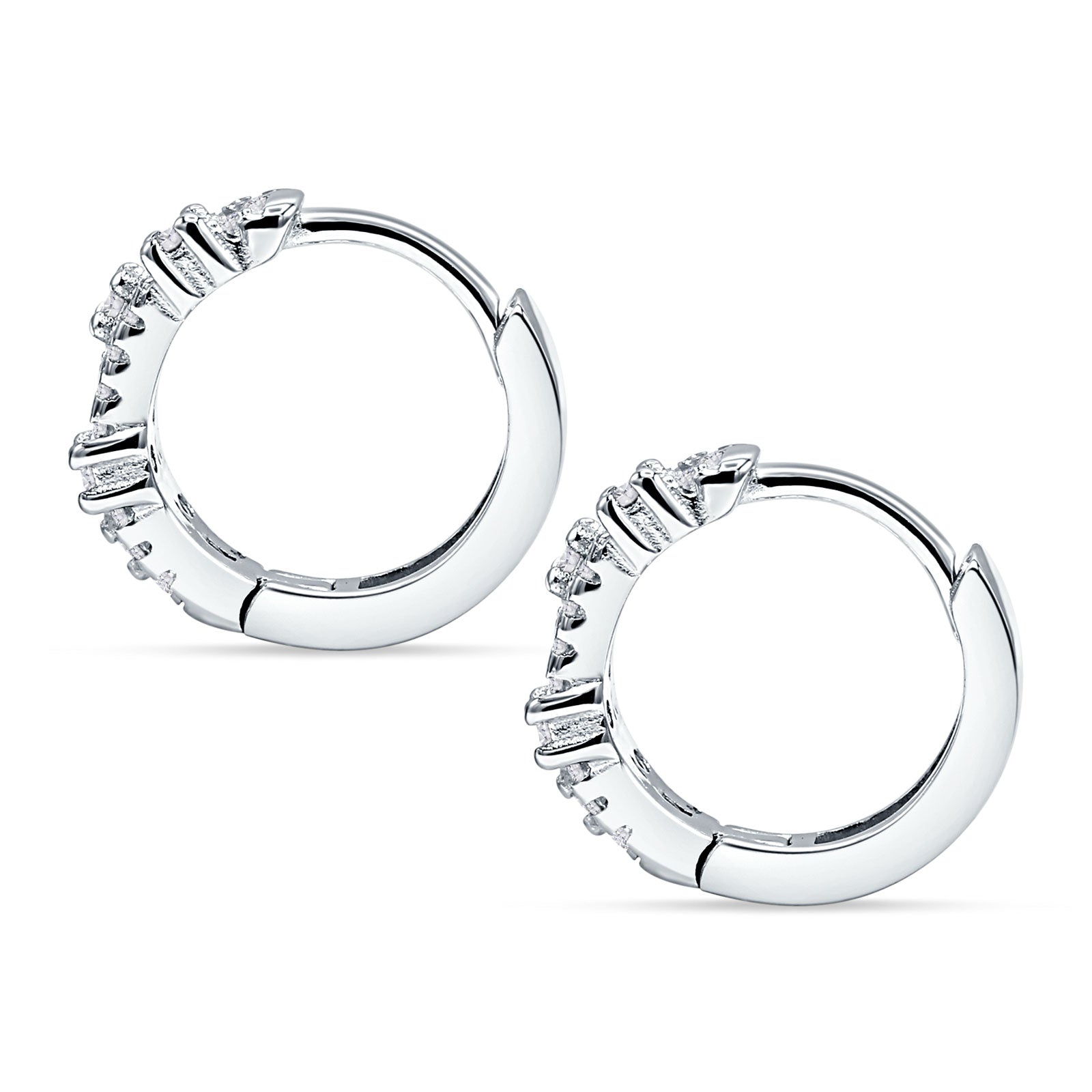 Minimalist 12.7mm Round Cubic Zirconia Hoop Earrings 925 Sterling Silver