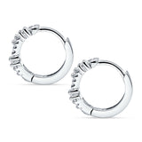 Minimalist 12.7mm Round Cubic Zirconia Hoop Earrings 925 Sterling Silver
