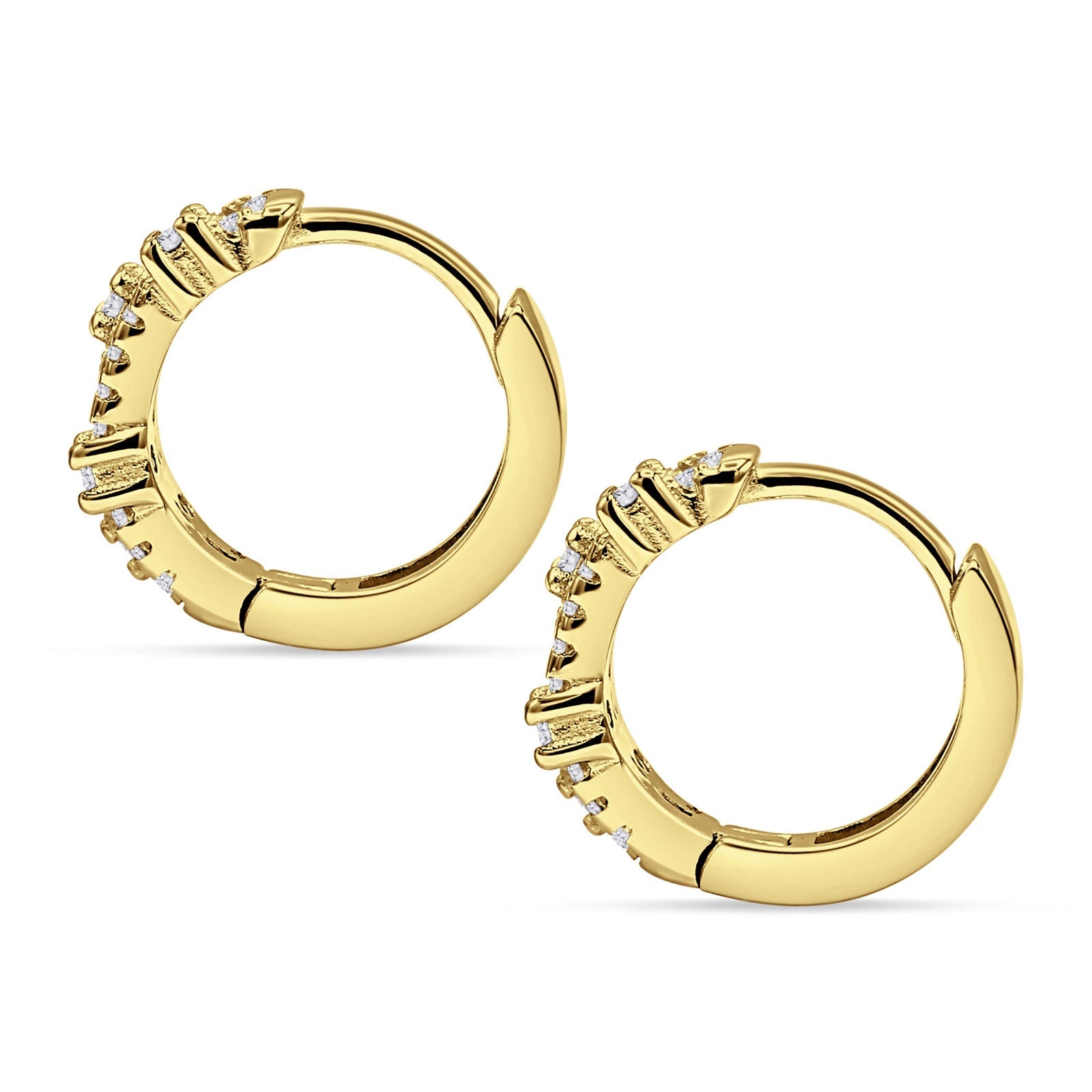 Minimalist 12.7mm Round Cubic Zirconia Hoop Earrings 925 Sterling Silver