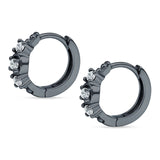 Minimalist 12mm Round Cubic Zirconia Trio Hoop Earrings 925 Sterling Silver