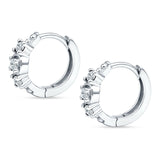 Minimalist 12mm Round Cubic Zirconia Trio Hoop Earrings 925 Sterling Silver