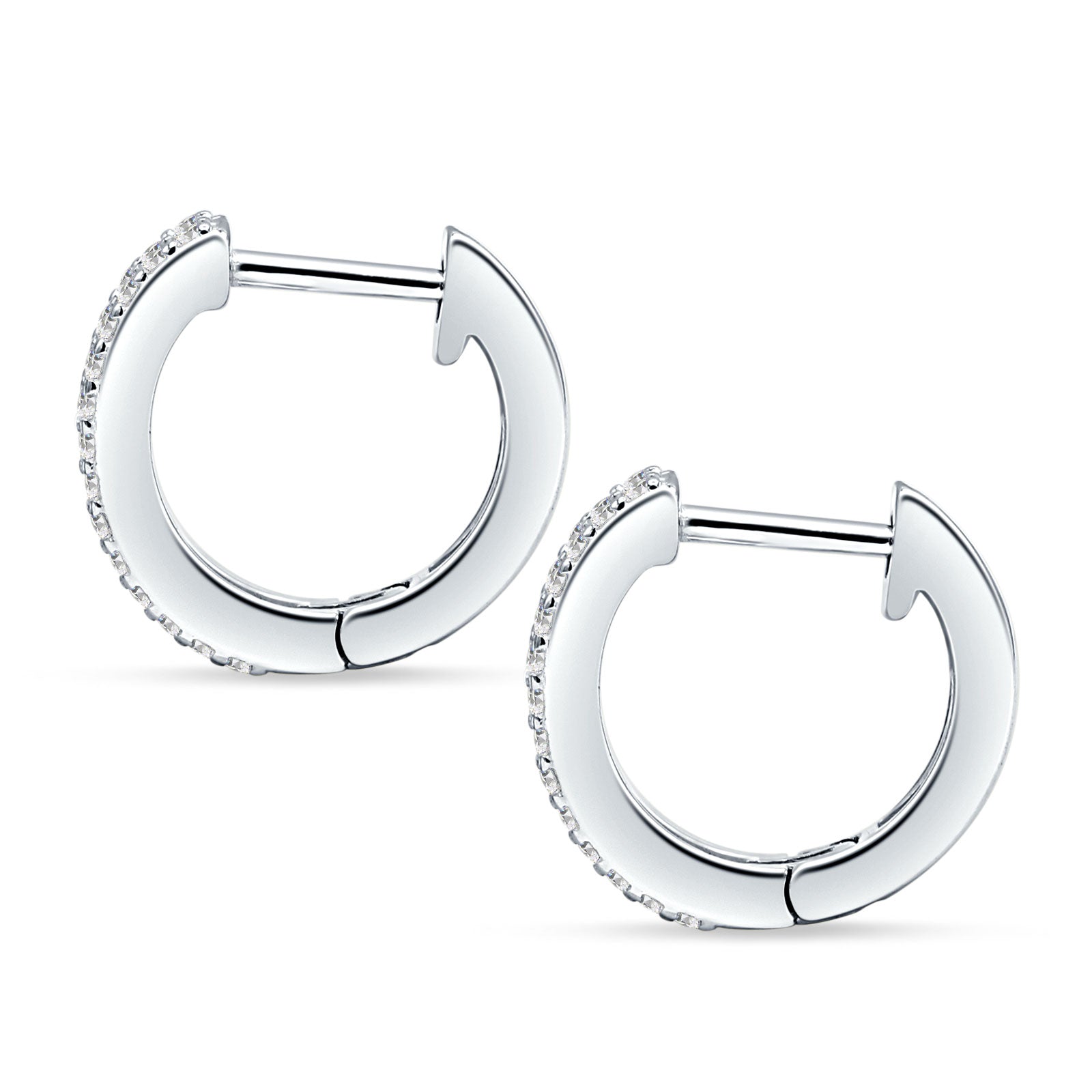 Emerald Cut 12mm Cubic Zirconia Hoop Earrings 925 Sterling Silver