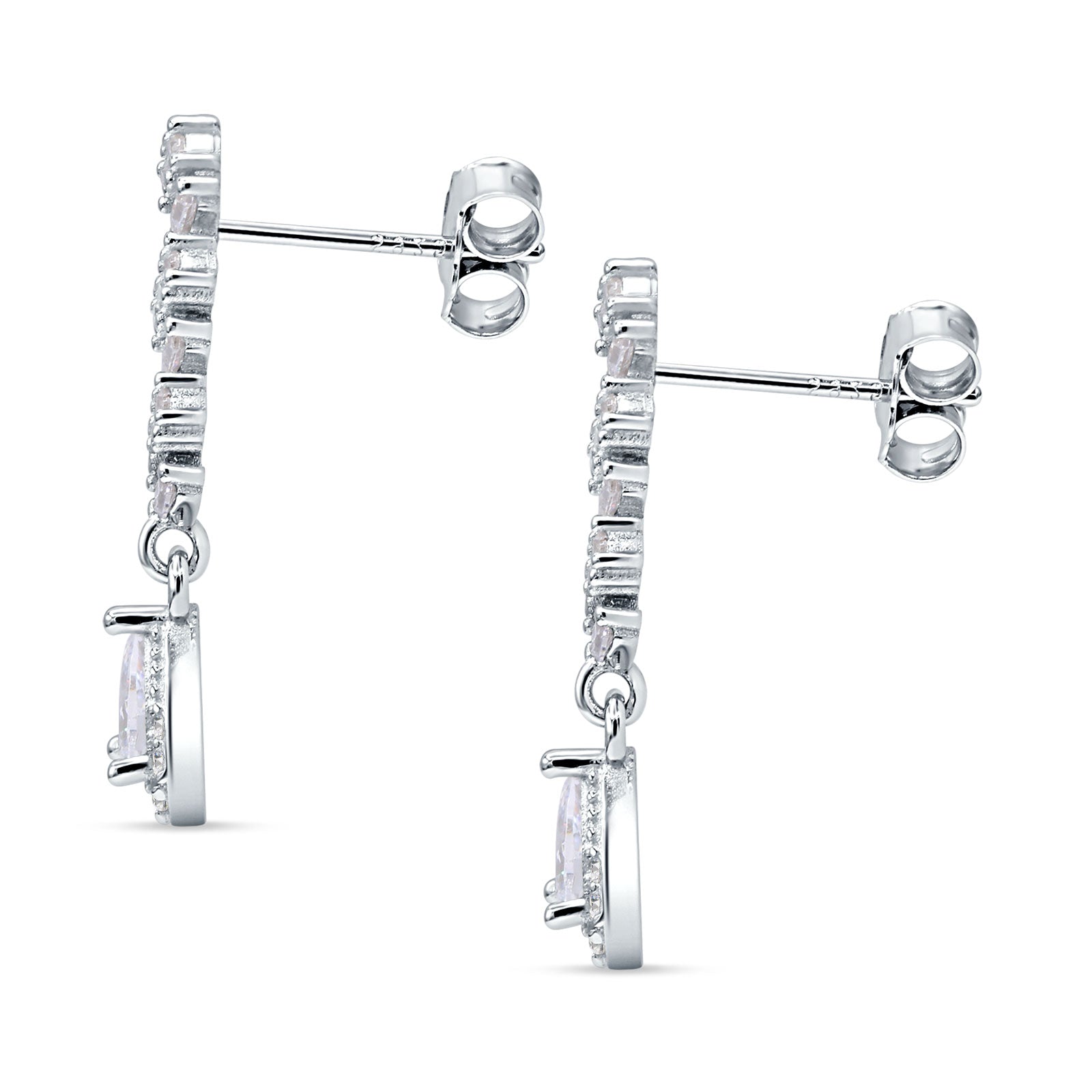 Dangle Drop Pear Stud Earrings Cubic Zirconia 925 Sterling Silver