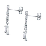 Dangle Drop Pear Stud Earrings Cubic Zirconia 925 Sterling Silver