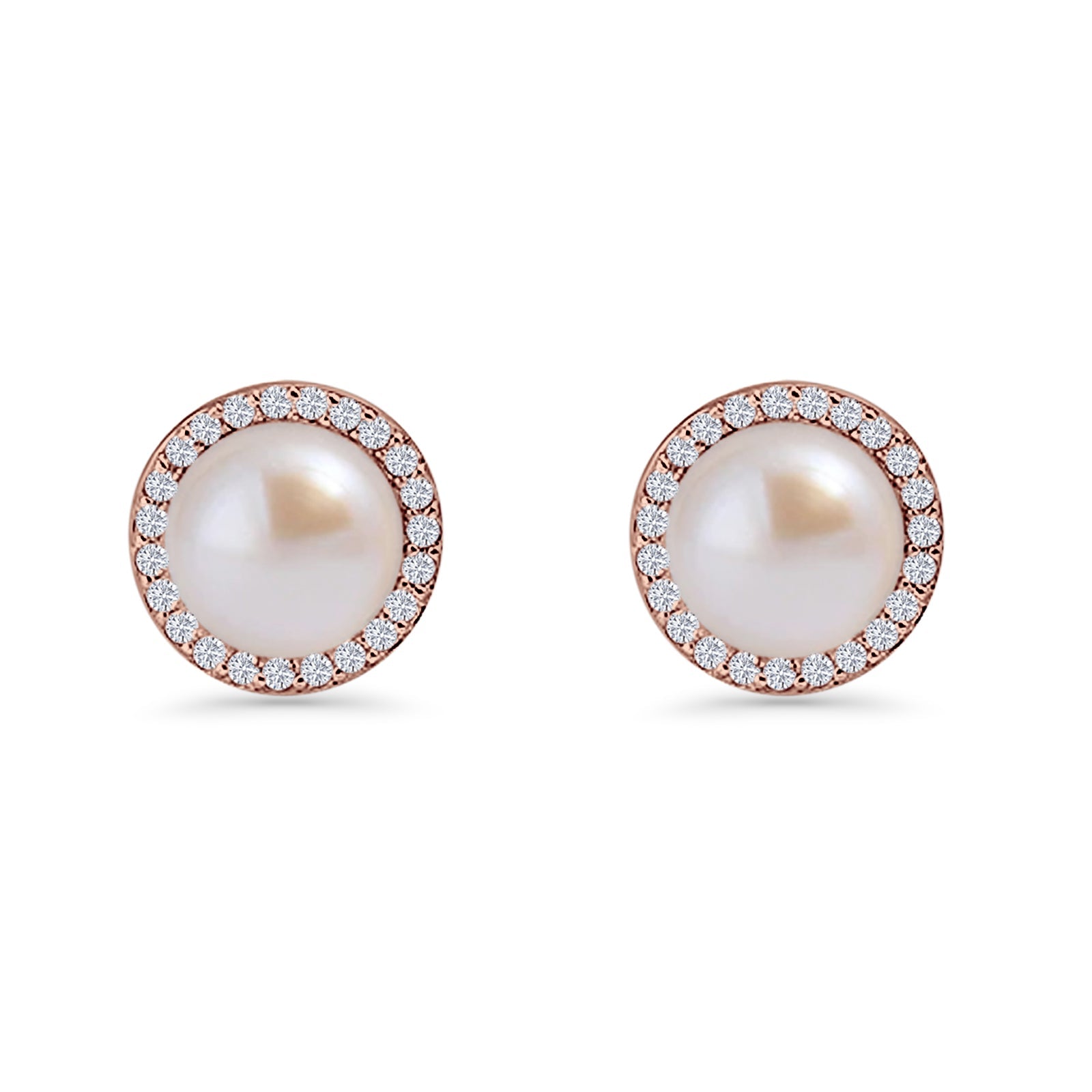 Round Pearl Stud Earrings