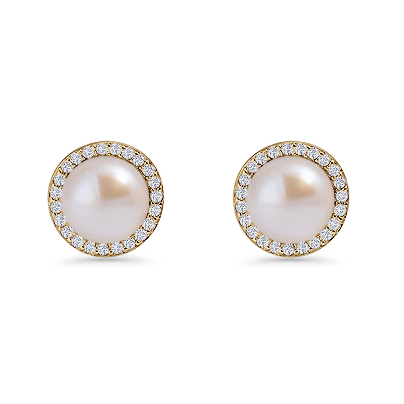 Round Pearl Stud Earrings