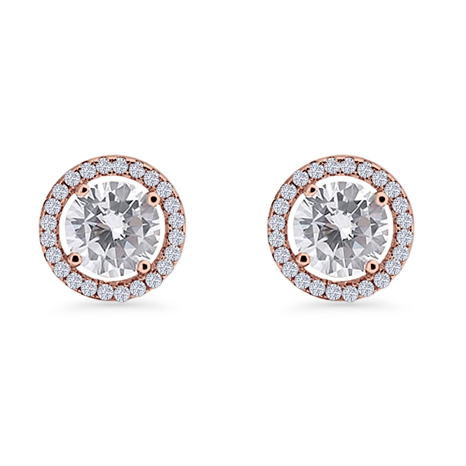 Round Halo Stud Earrings