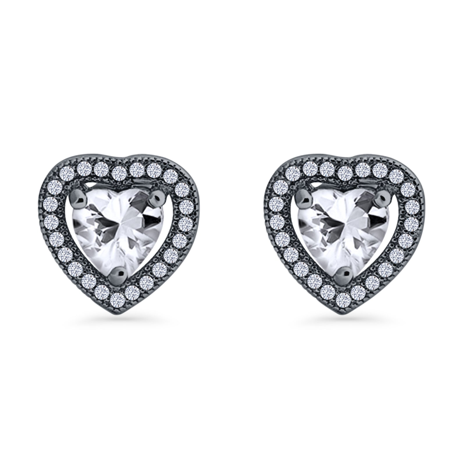 Heart Halo Stud Earrings