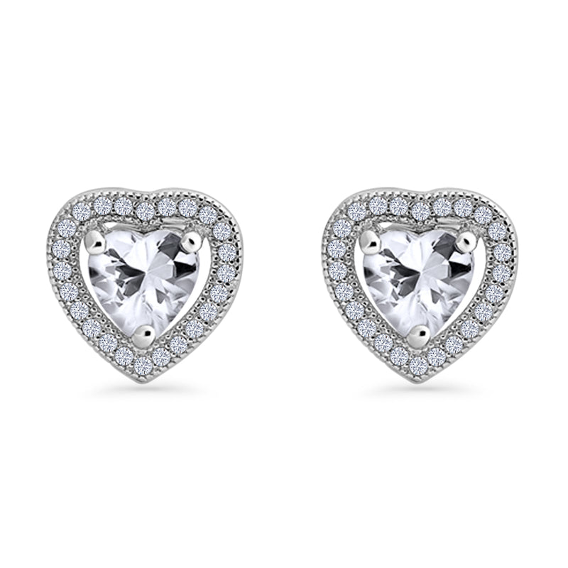 Heart Halo Stud Earrings