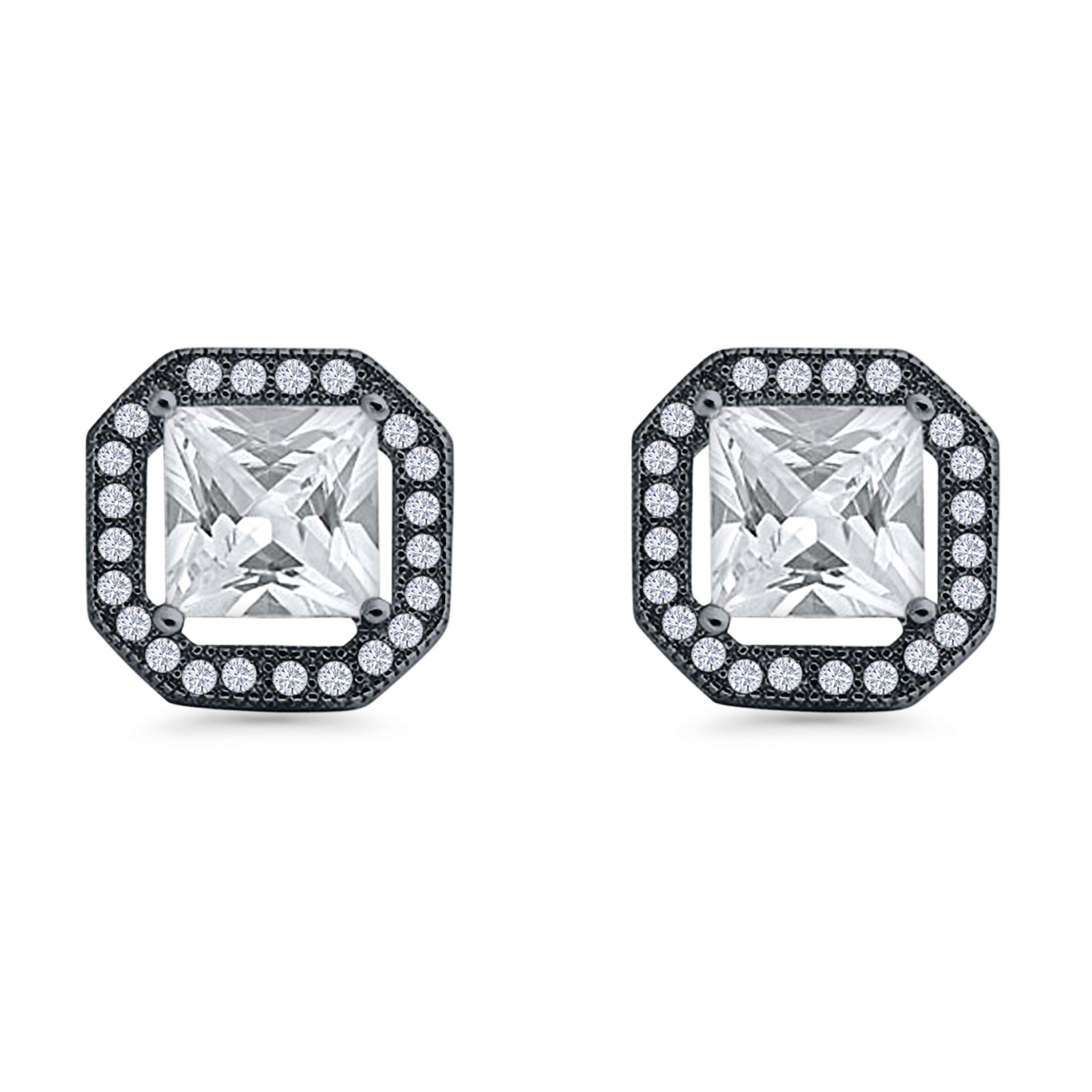 Princess Cut Stud Earrings