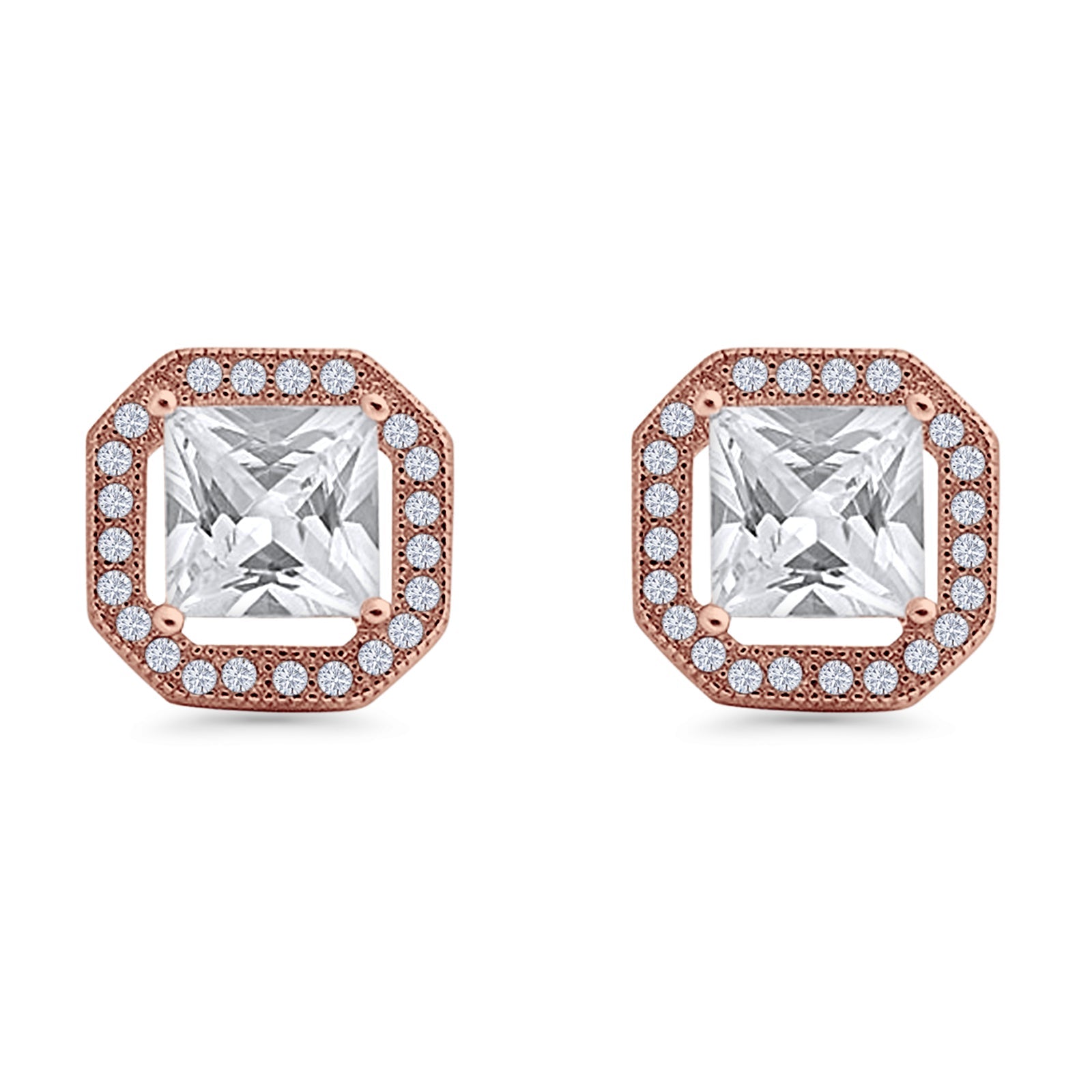 Princess Cut Stud Earrings