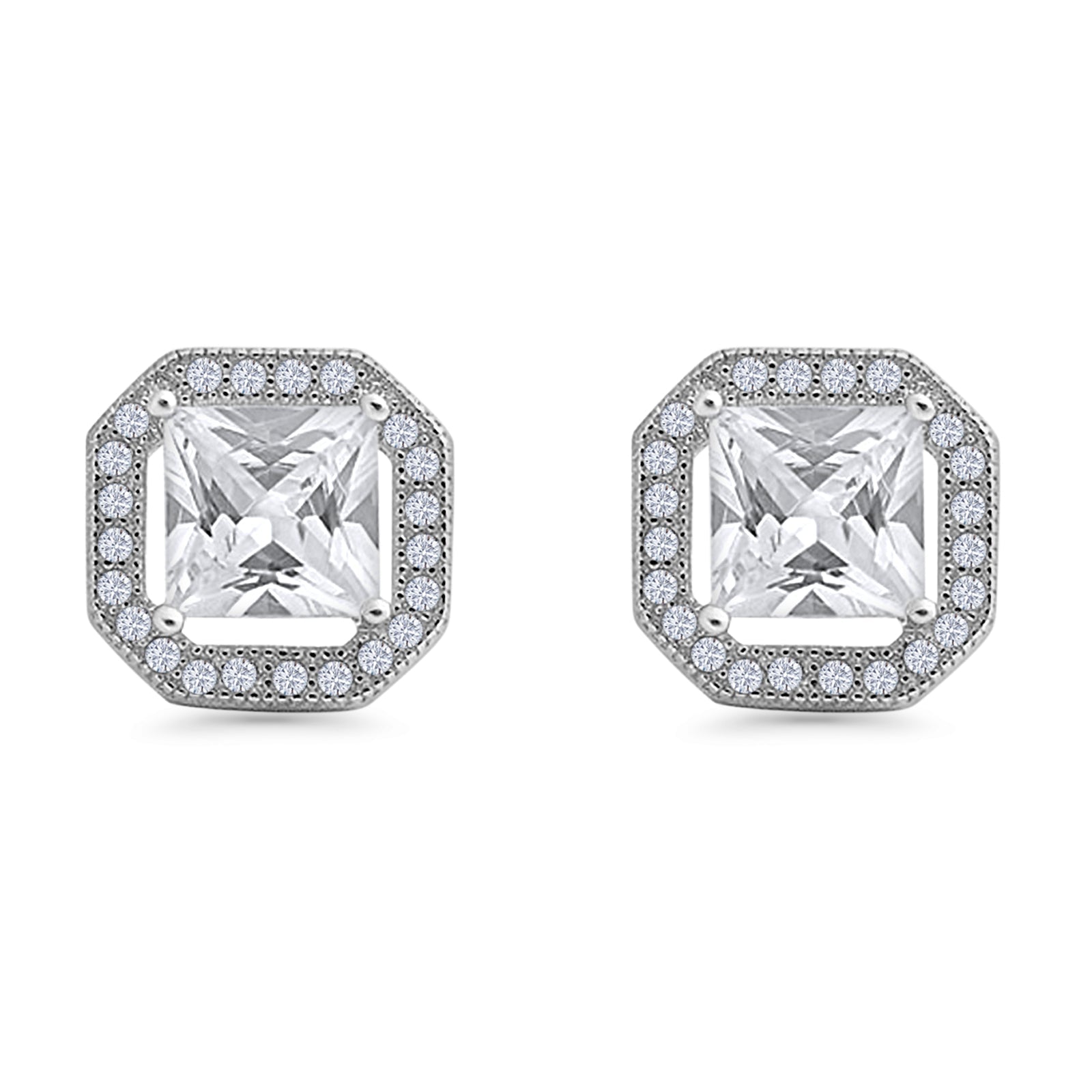 Princess Cut Stud Earrings