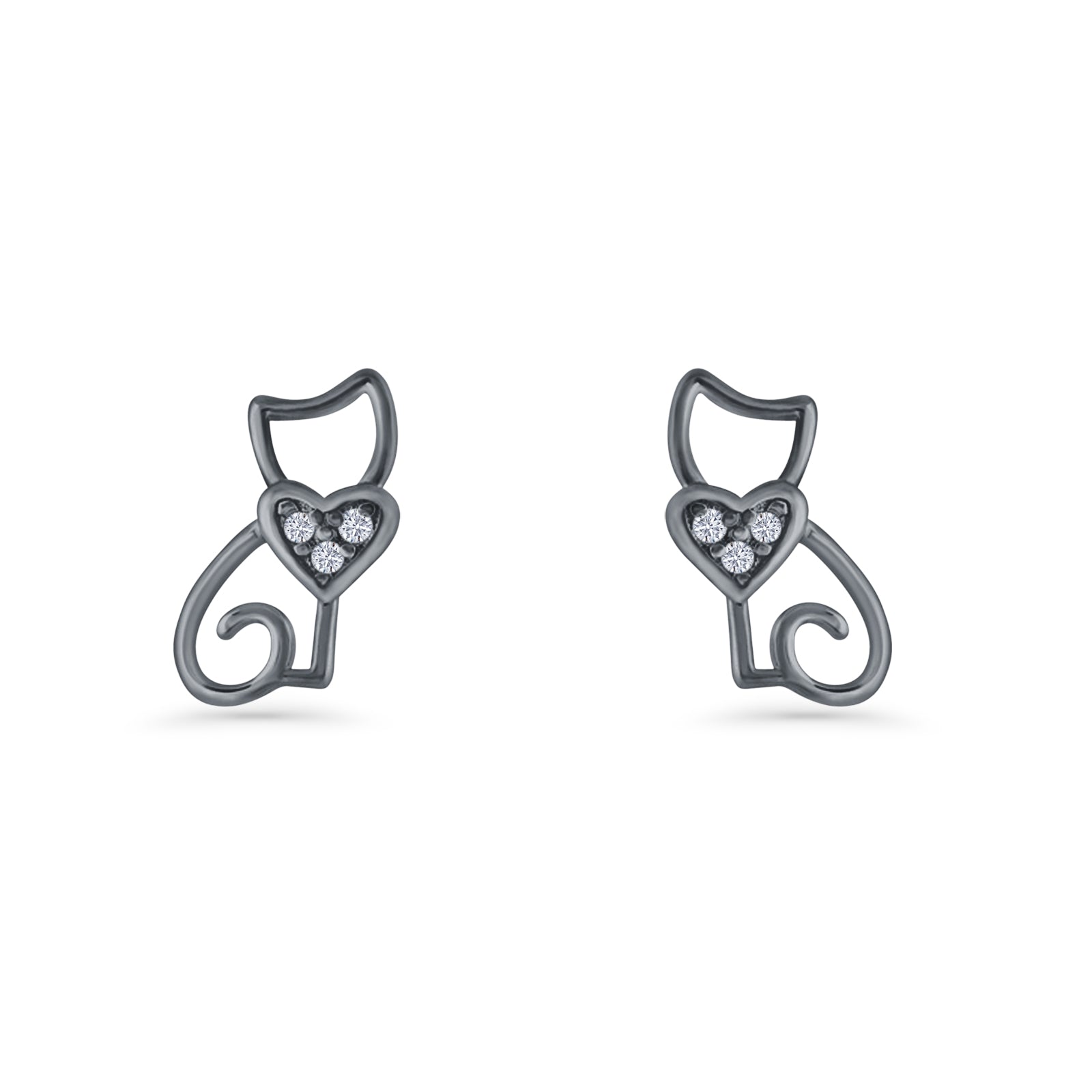 Heart Cat Stud Earring