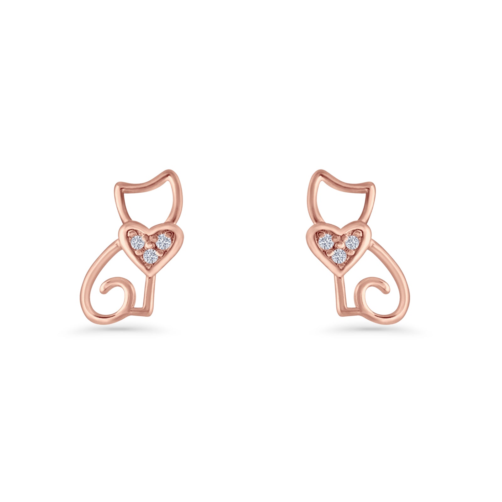 Heart Cat Stud Earring