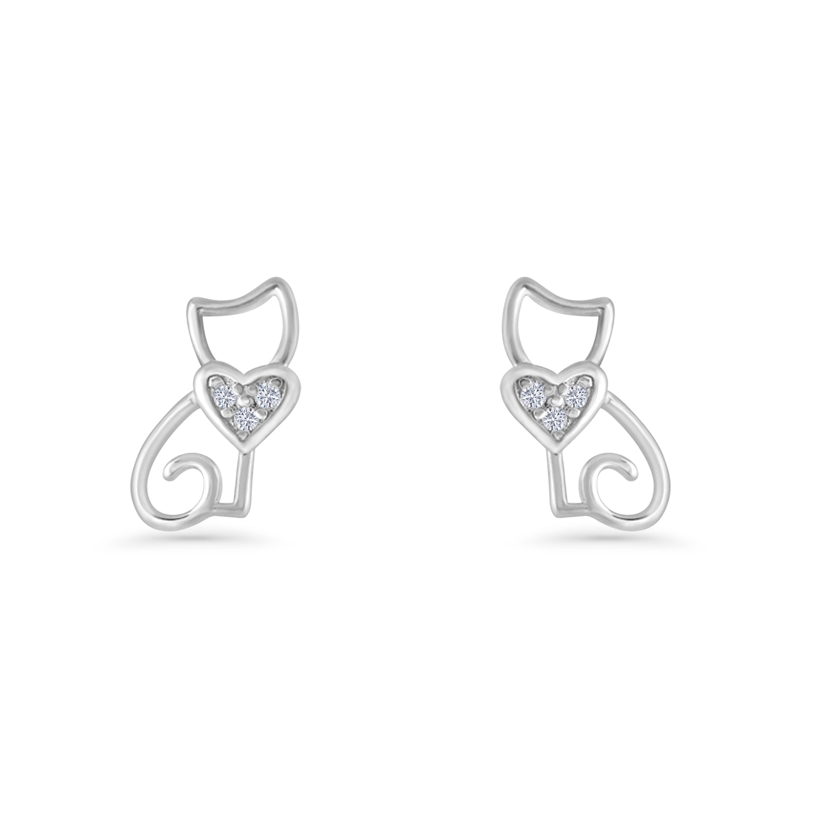 Heart Cat Stud Earring