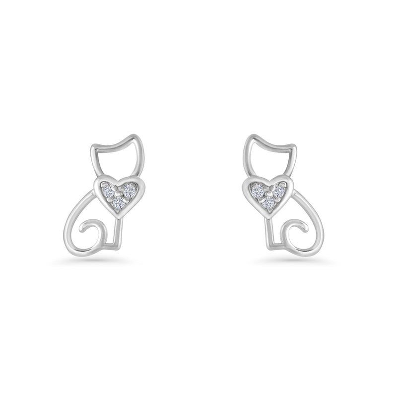 Heart Cat Stud Earring